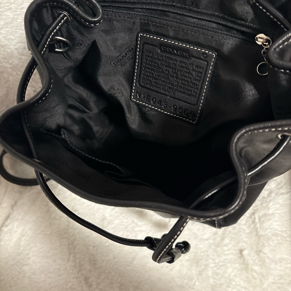 Coach Black Leather Drawstring Bag - Picture 3 of 5